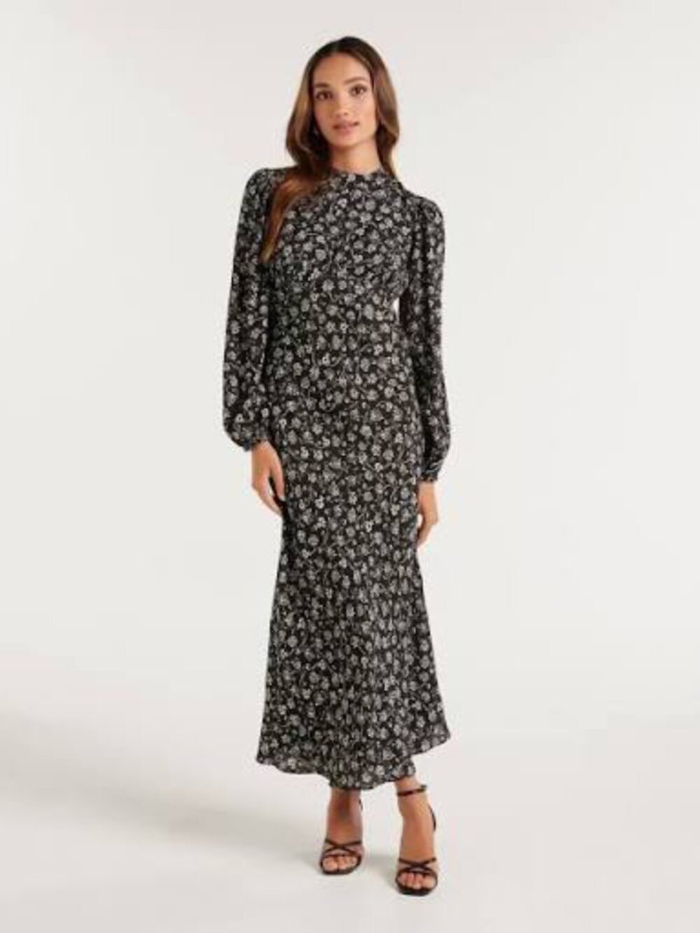 Ever New NWT Angelina High-Neck Floral Midi Dress Petite Size 8